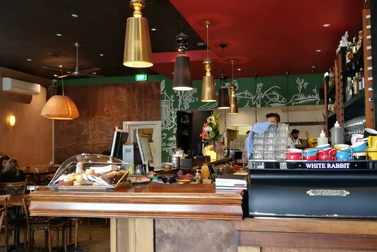 The bar and White Rabbit mural